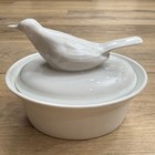 Apilco France White Porcelain Bird Dove Lid Covered Casserole Dish Baker 12 Oz