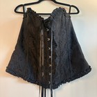 Black Goth Filigree Satin Overbust Corset Bustier Plus Size