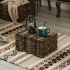 Vintiquewise Small Wooden Storage Trunk  Vintage Suitcase Chest Box With Faux   
