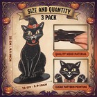 3 Pcs 9 X 6 Inch Vintage Halloween Decor Black Cat Table Decor   Funny Cat