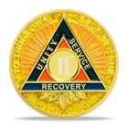 2 Year Aa Gold Plated Alcoholics Anonymous Chips Coin Medallion Sobriety Gifts