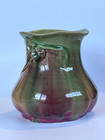 Remued Pottery Vase  Pink   Green Glaze W Applied Gumnuts   Leaf  Unnumbered