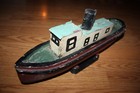Antique Handmade Steamship Folk Art  Ship Wood   Tin Boat Model Great Lakes