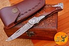 Custom Handmade Forged Damascus Steel Folding Pocket Knife Camping Knife 670