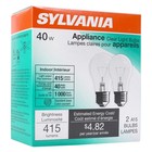 Sylvania 2 Pack Incandescent Light Bulbs 40 Watt Warm 2 Pack  Clear Finish