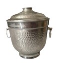 Vintage Hammered Aluminum Ice Bucket With Lid   Made In Italy Mcm Read