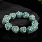 Natural Grade A Jadeite Deep Bean Green 12pcs Maitreya Buddha Head Bead Bracelet
