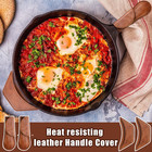 6 Pieces Cast Iron Handle Cover Handmade Thick Skillet Handle Cover Full Grain F