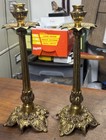 Pair Of Vintage Antique Brass French Rococo Candlesticks 10    Tall