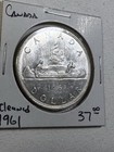 1961 Canada 1 Dollar Large Silver Coin Voyageur Cleaned
