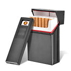 Cigarette Case Smoke Tobacco Box Lightweight Metal Holder Electric Lighter Black