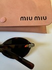 Miu Miu Sunglasses Tortoise Shell Plastic Oval Frame Green Tinted Lens Designer