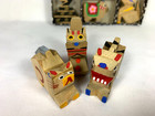 Rare Japanese 12 Zodiac Animals Wood Carvings Hand Painted With Original Boxes