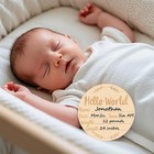 Wooden Baby Announcement Sign  5 9inches Hello World Newborn Wooden Color 