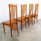 Mid Century Modern Dining Chairs Set 4 Highback Orange Rust Vintage Spindle Mcm