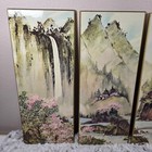 Vintage Wall Art Asian Cherry Blossom Countryside View 4 Panel Set