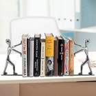 Heavy Duty Stainless Steel Man Bookends Nonskid Bookends Art Bookend 1 Pair sil