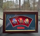 Vintage 3 Piece Framed Chinese Opera Facial Make Up Theater Masks Multicolored