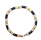 Oscar De La Renta  Necklace Golden   Black Lacquer Zircon Genuine Rare Vintage