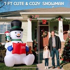 7ft Inflatable Snowman Outdoor Christmas Decoration With Rotating Colorful Led