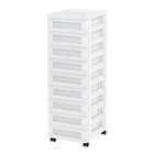 New Iris 9-drawer Narrow Plastic Storage Drawer Cart With Organizer Top  White
