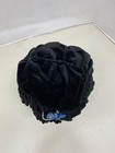 Antique Victorian Velvet Hat W blue And Yellow Flowers Bonnet Vintage