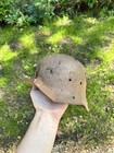 Original Wwi German M16 Helmet Shell Relic Blown Up Shrapnel Battle Damage Lug