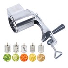 Manual Rotary Cheese Grater Vegetable Slicer Nut Grinder With 5 Blades