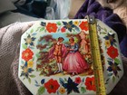 Vintage Daher Tin Box Octagon Courting Couple Floral Made In England 1960s