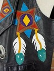 Vintage Native American Indian Vest Leather 44 Motorcycle Western Volcano