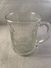 Vintage Malaysia Floral Pressed Glass Cup Mugs Set Of 6