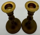 Pair Of Vintage India Brass 5 25  Candle Holders Beautiful Shape Aged Perfectly