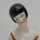 Antique Art Deco 1920s Bobbed Hair Flapper Girl Porcelain Half Doll Pin Cushion