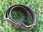 474 Vintage Genuine Full Grain Jean Belt 1-1 2  Wide With Brass Buckle New Brown
