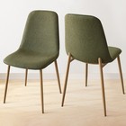 Set Of 2 Modern Dining Chairs Linen Fabric Kitchen Chairs W  Oak Finish Legs Us 