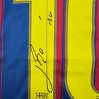 Framed Autographed signed Lionel Messi 35x39 Fc Barcelona Jersey Beckett Bas Coa