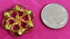 Antique Edwardian Sash Pin Enamel Flower Lapel hat Pin brooch Gold Tone Flower