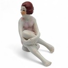 Vintage Flapper Bathing Beauty Lady Pin Cushion Figurine Doll Porcelain Japan
