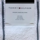 2 Tommy Hilfiger American 90  Cotton Bath Towels White W  Light Gray Stripes