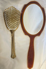 Vintage Gold Vanity Set     Hand Mirror   Hair Brush     Hollywood Regency