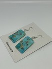 Native American Handmade Navajo Sterling Silver Turquoise Slab Earrings