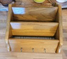 Wall Mount Letter Holder   Key Rack Hooks Wood Farmhouse Decor Cottagecore