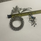 Lot Of 3 Vintage - Modern Brooch Pins - Silver Tone