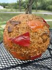 Vintage Orange Red Gold Rock Candy Hanging Swag Lamp Chunky Mid Century