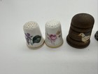 Lot Of 11 Vintage  Fine Bone China  Pewter  Wood Thimbles