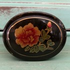 Vintage Painted Oval Shaped Small Floral Lacquer Trinket Jewelry Box