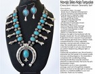 Jewelry Set Necklace earrings Blue Turquoise Crescent Moon Southwestern Naja 