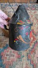 Antique Early Primitive Metal Tin Tole Heart Painted Oil Can 8 5 