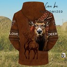 Unisex All-over Print Deer Hunting Hoodie  Personalized Name  Leather wicker