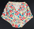 Vtg Tulip Floral Double Nylon Gusset Shiny Granny Panties L